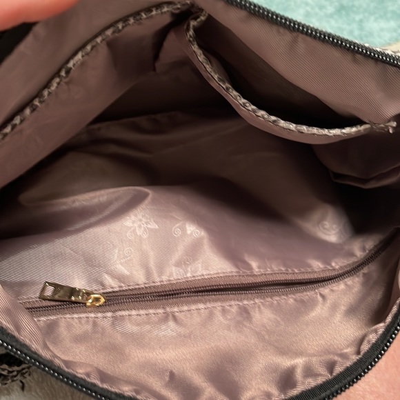 Leather Hobo snake grey and black shoulder bag with detachable cross body purse. - Picture 3 of 8